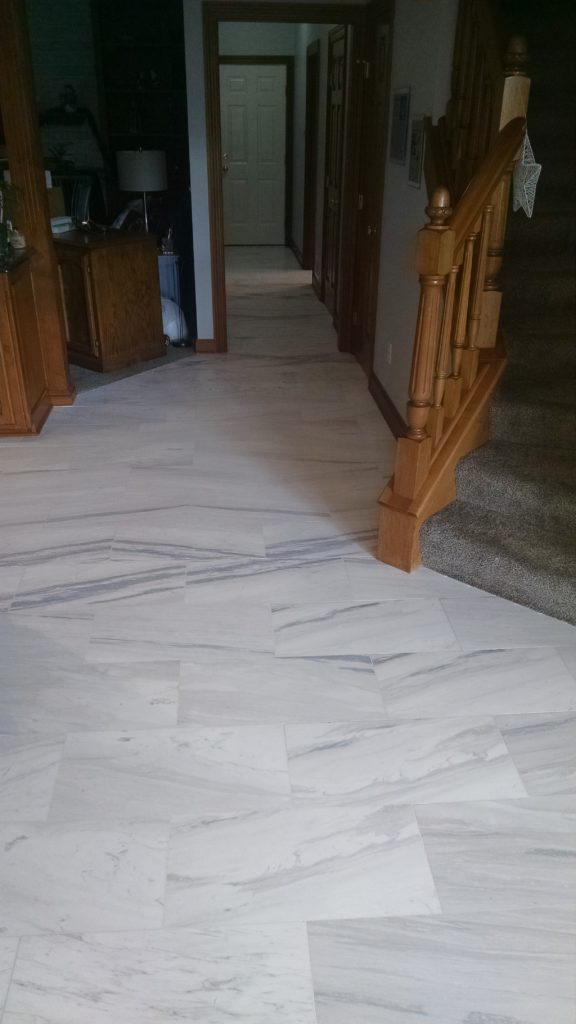 Honed finish marble flooring