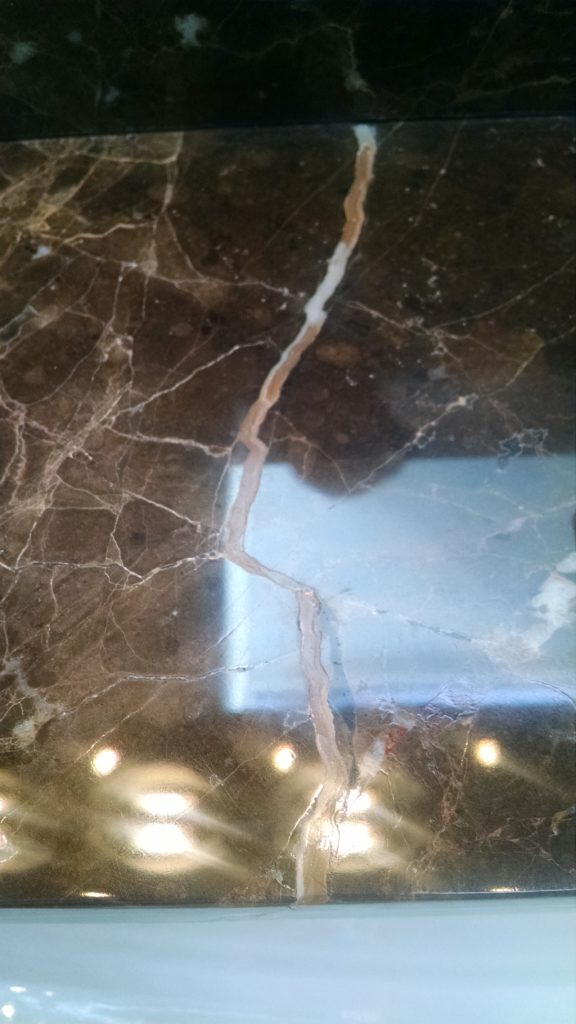 Crack repair on marble vanity