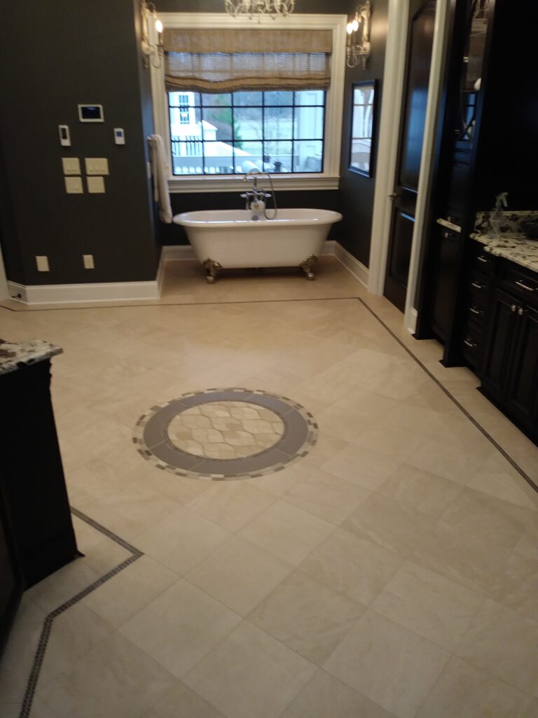 Limestone flooring converted to honed satin finish